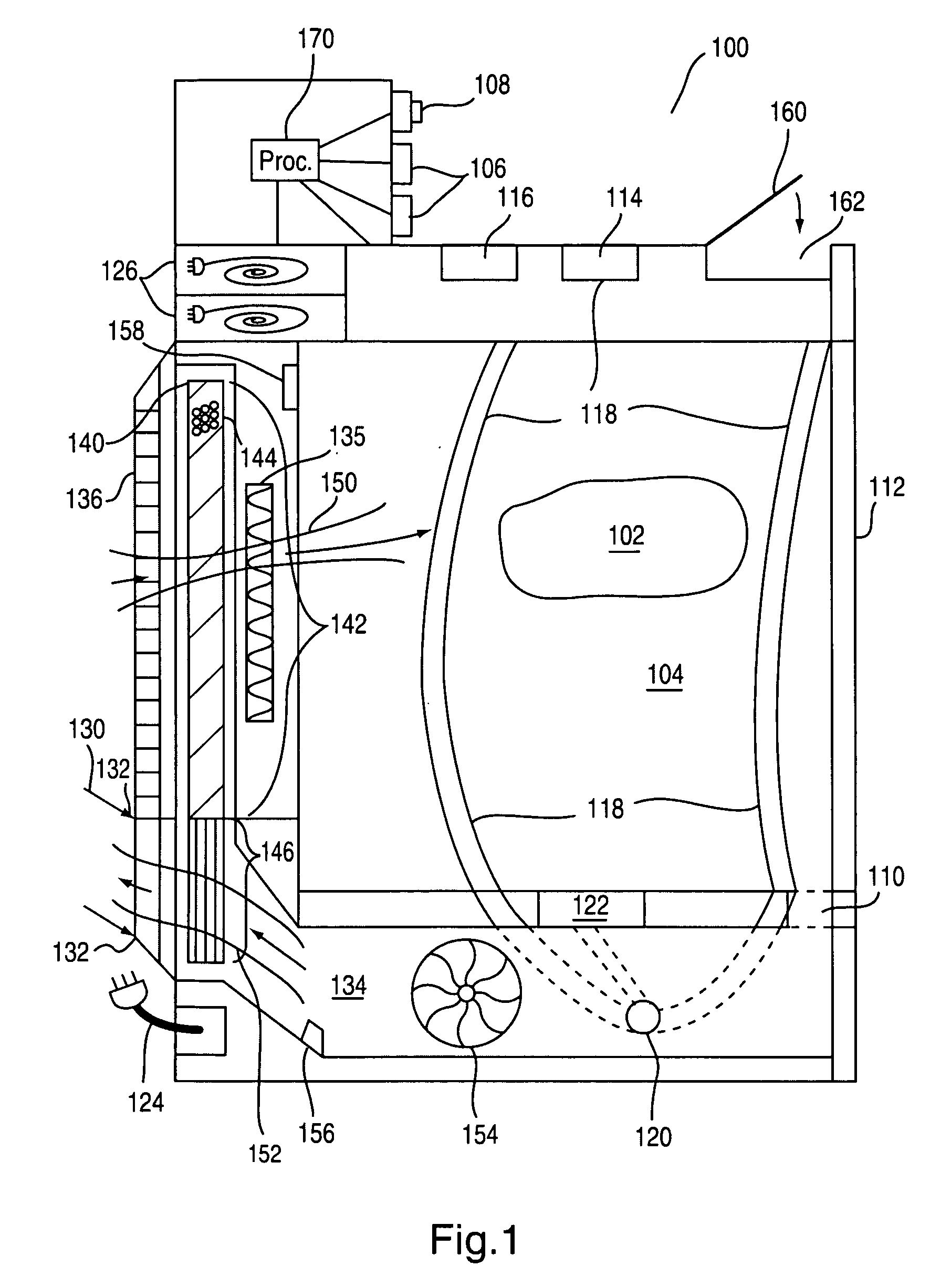 Dryer having structure for enhanced drying and method of use
