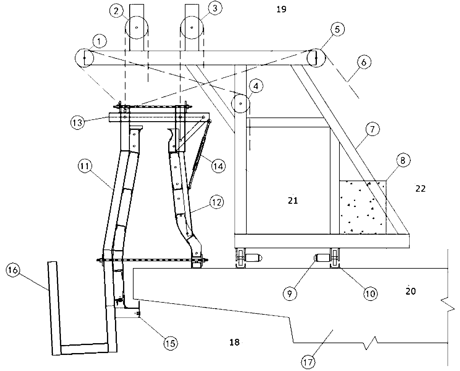 Construction method of cast-in-place concrete crash barrier with eaves