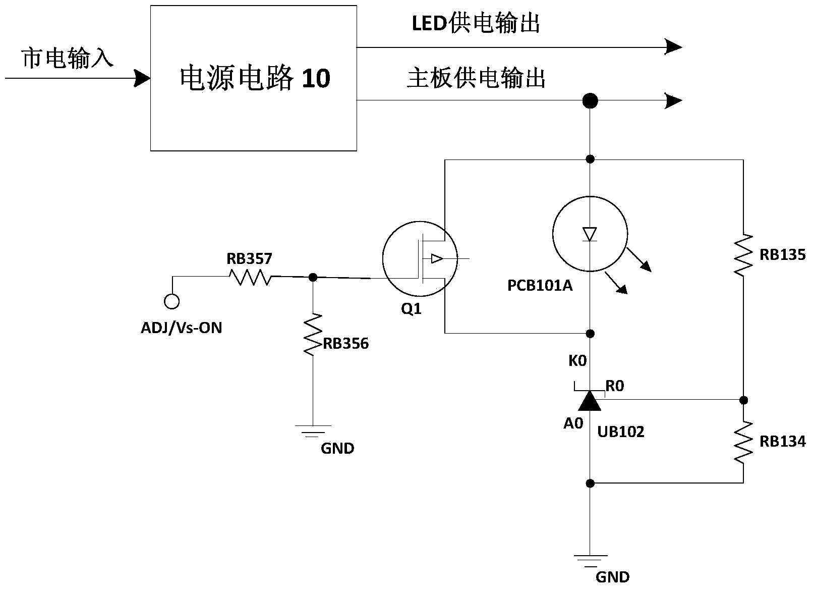 Low-power-consumption stable voltage backlight control circuit and television