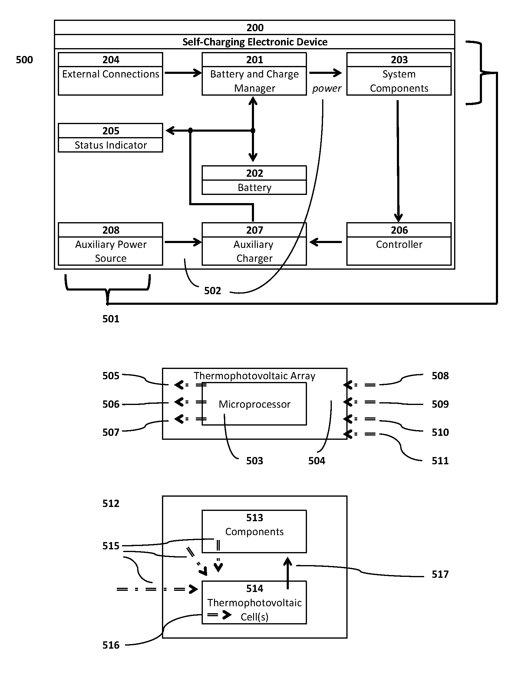 Self-charging electronic devices