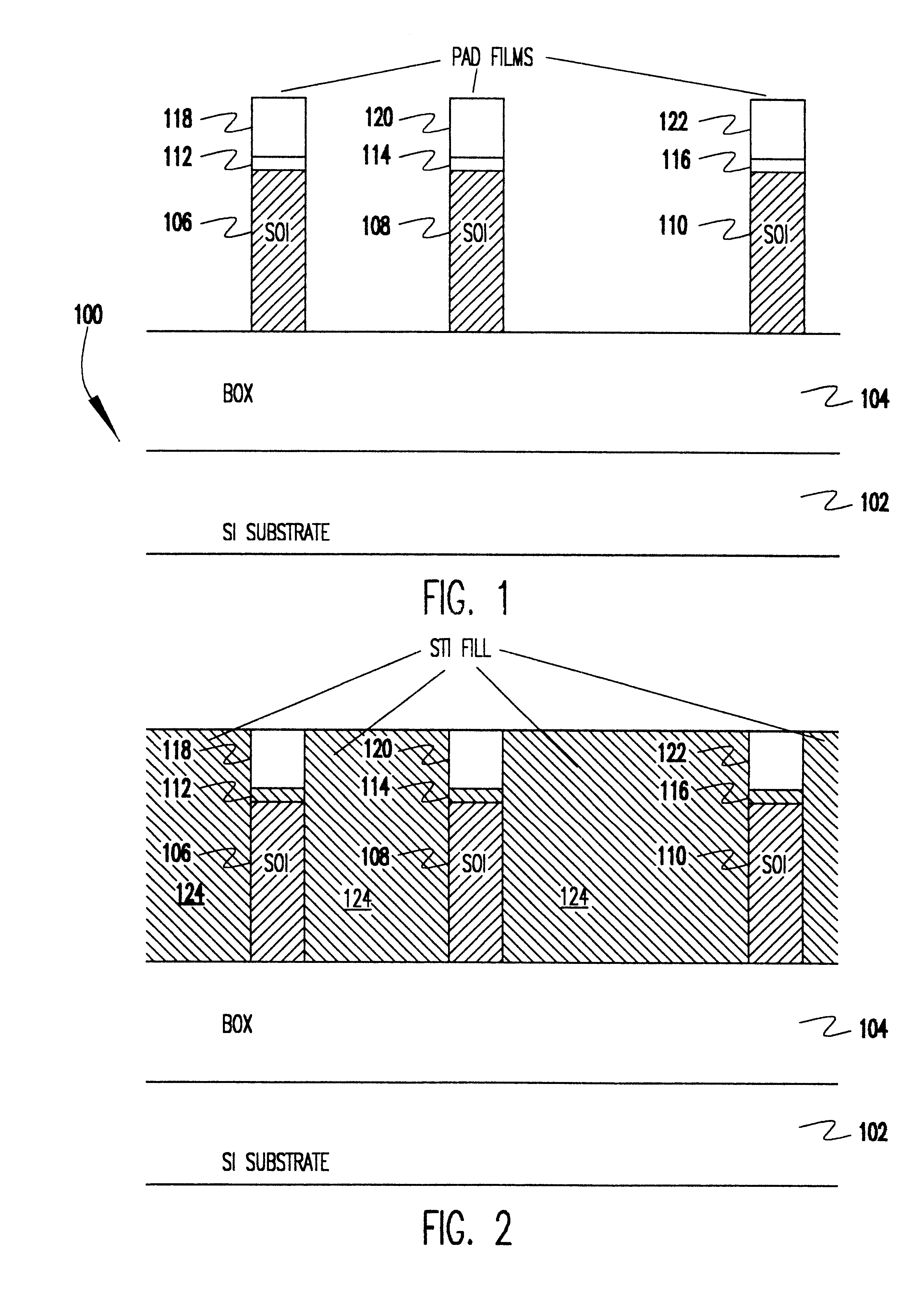 Double planar gated SOI MOSFET structure