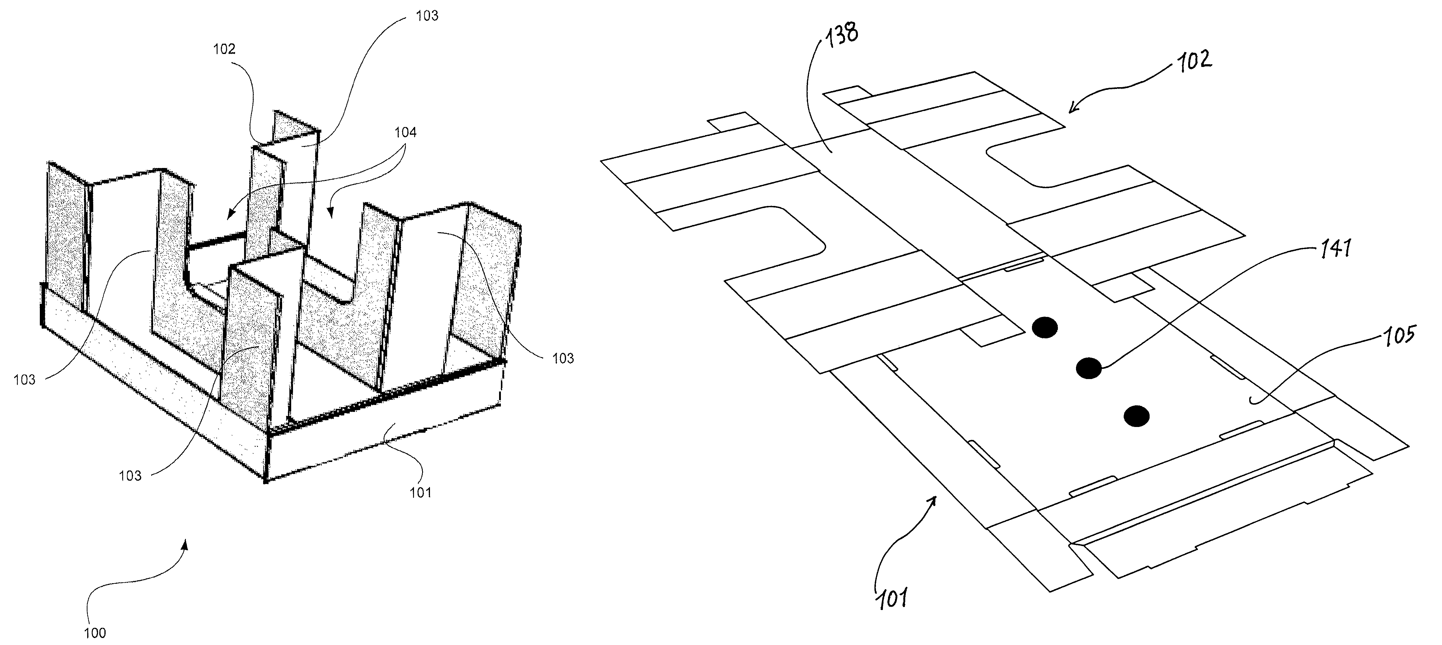 Materials for and method for manufacturing container with integrated divider and resulting container