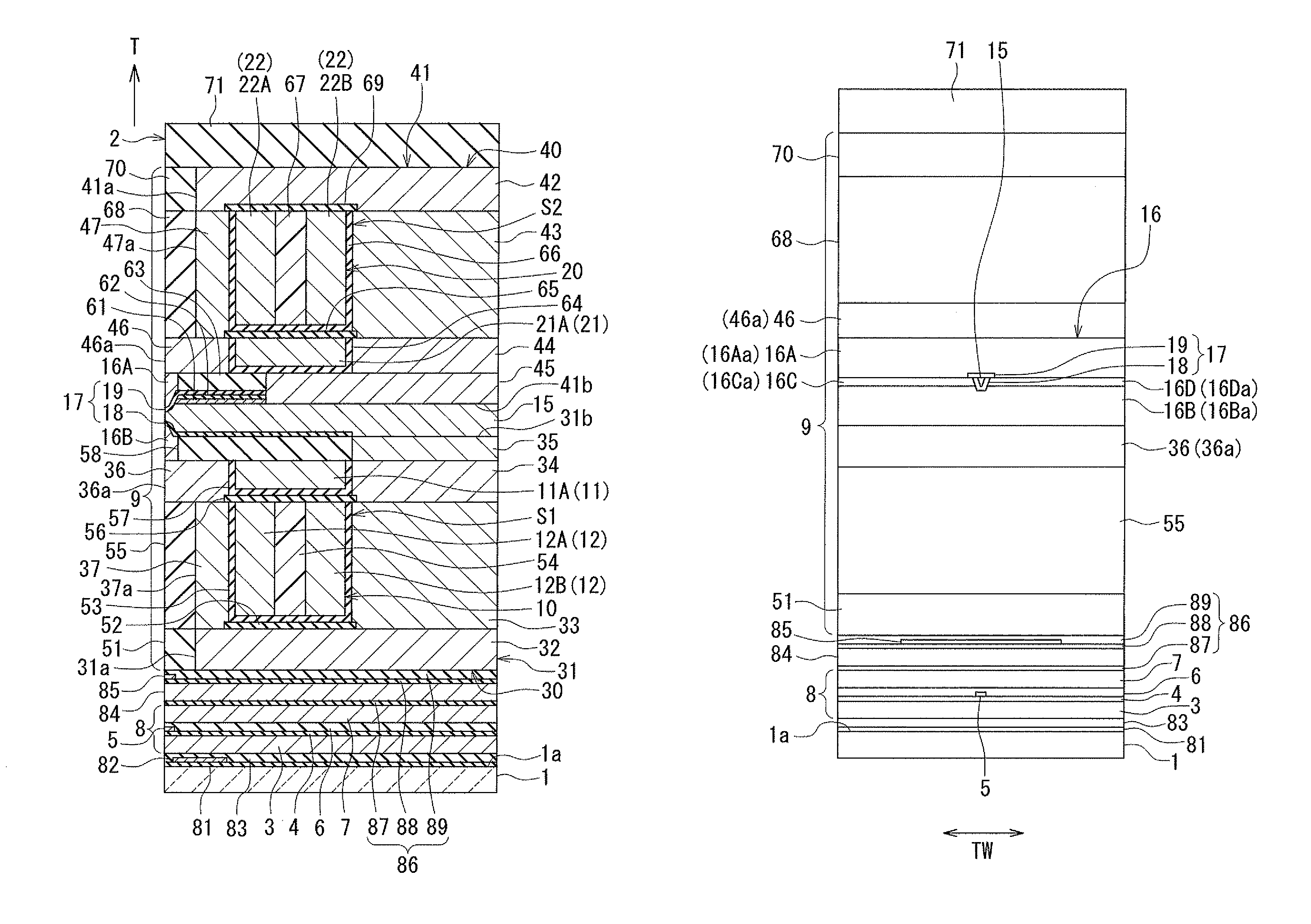 Magnetic head for perpendicular magnetic recording having a main pole and a shield and specifically structured and located coil elements and magnetic coupling layers