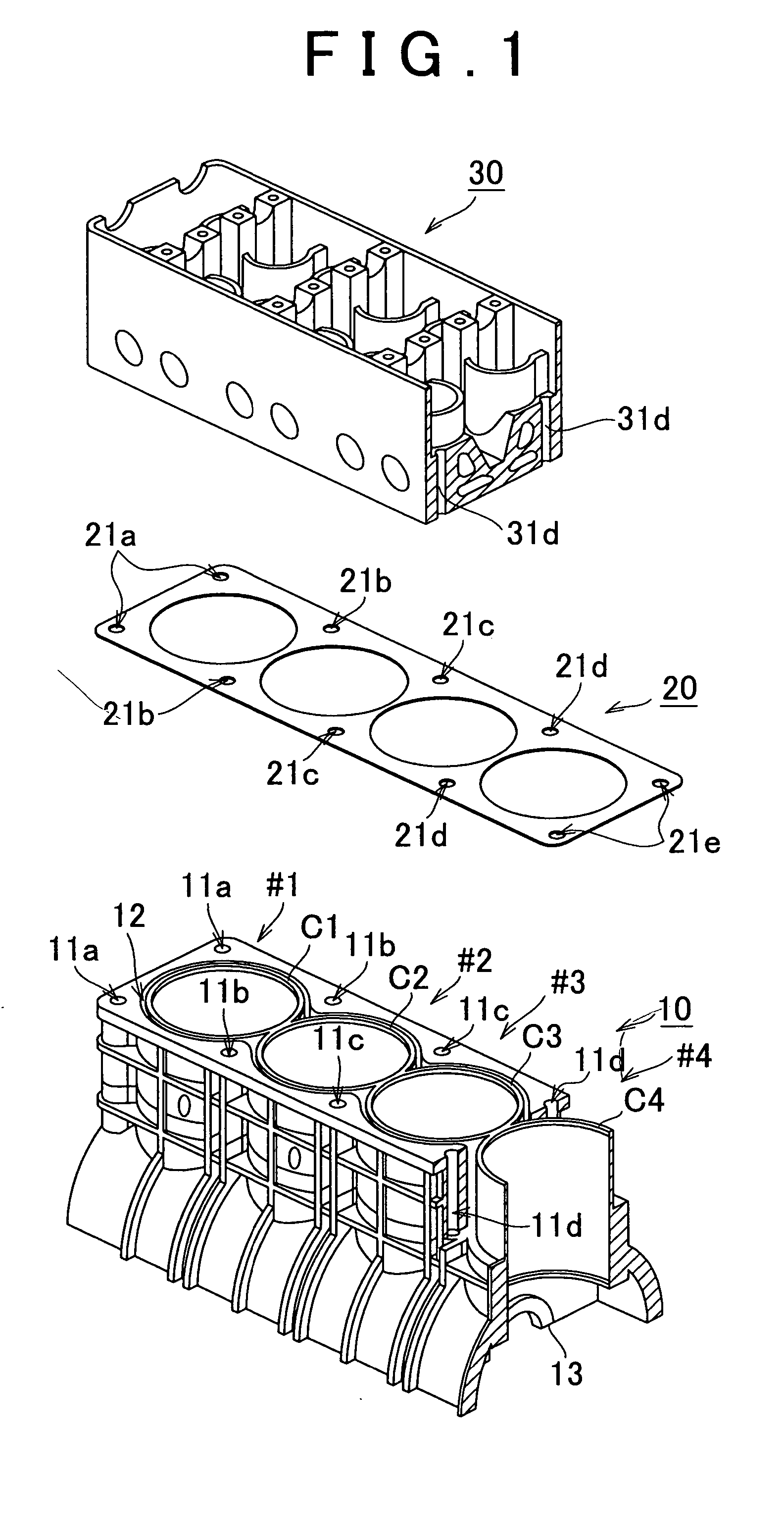 Seal structure for multi-cylinder internal combustion engine