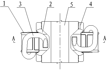 Elastic strip fastener structure for small-radius track steel rail