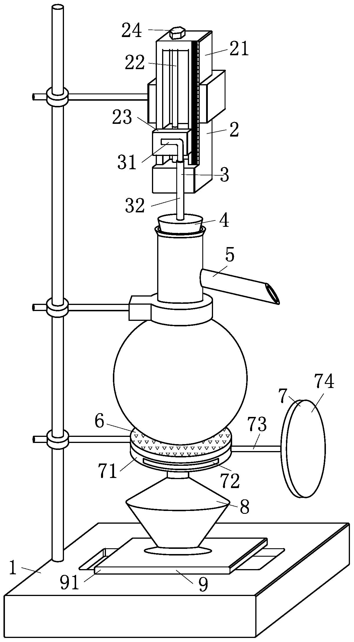 Rapid separation device for alcohol mixed solution