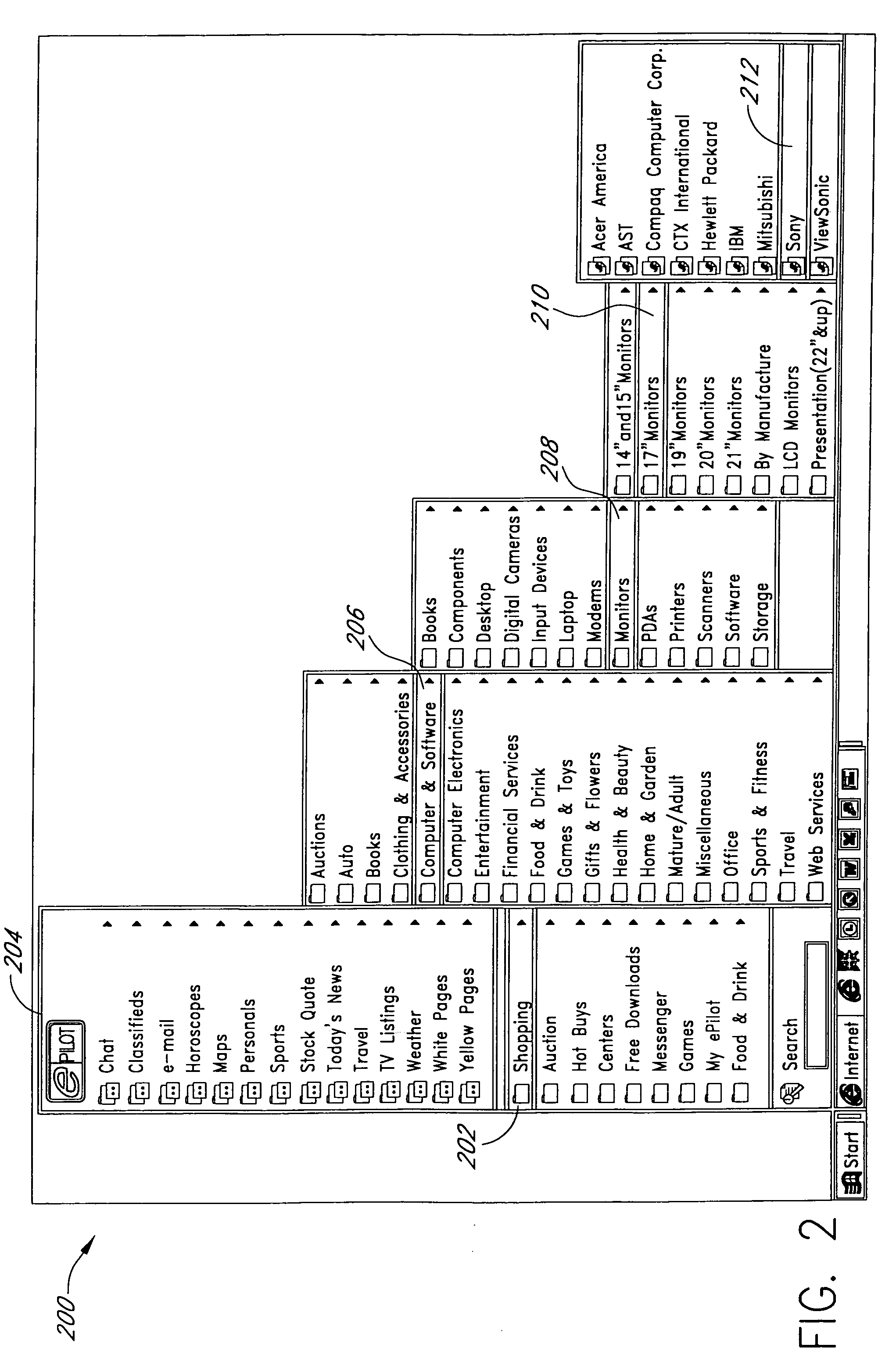 System and method for generating a search query using a category menu