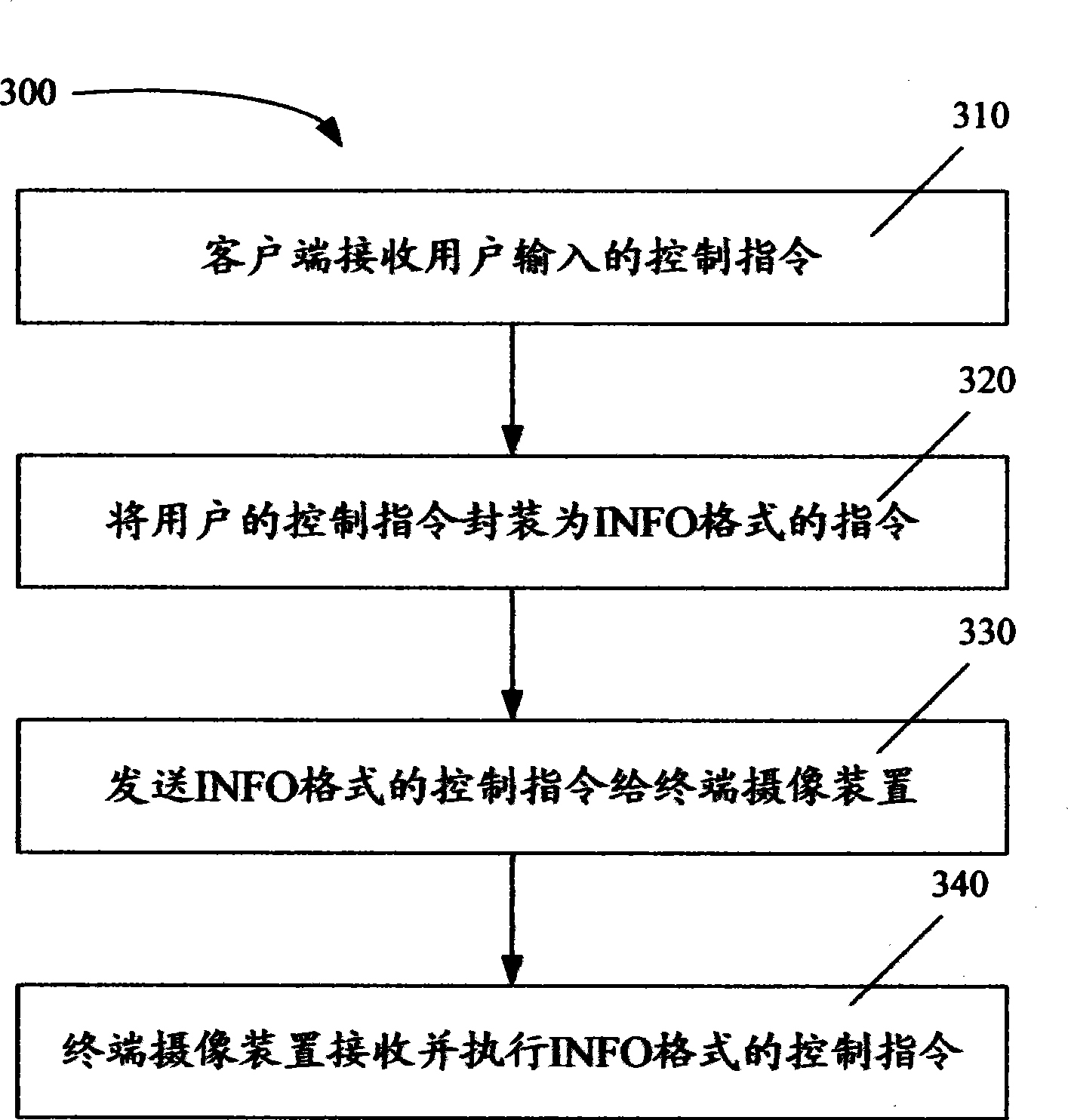 Method for transmitting information to terminal camera device by customer terminal in network video monitoring system