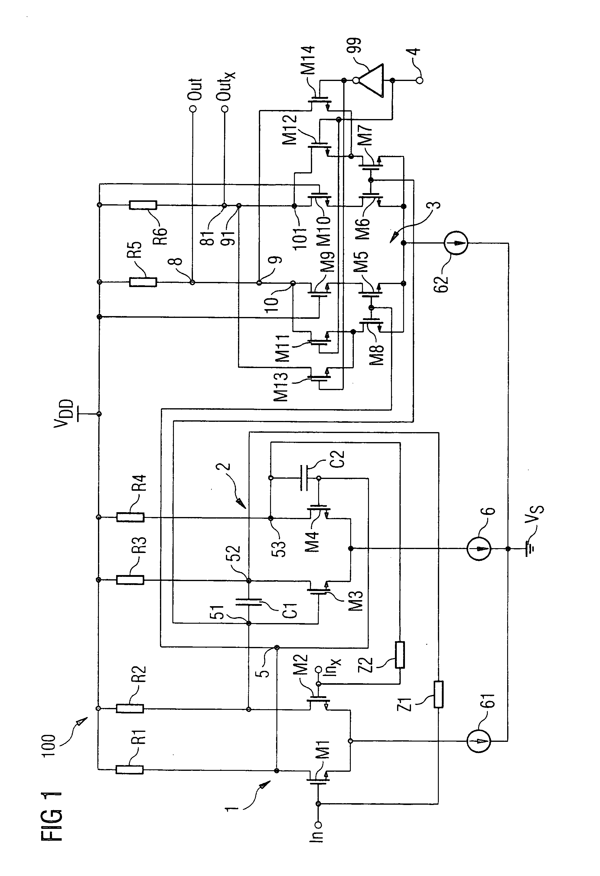 Amplifier arrangement having an adjustable gain, and use thereof