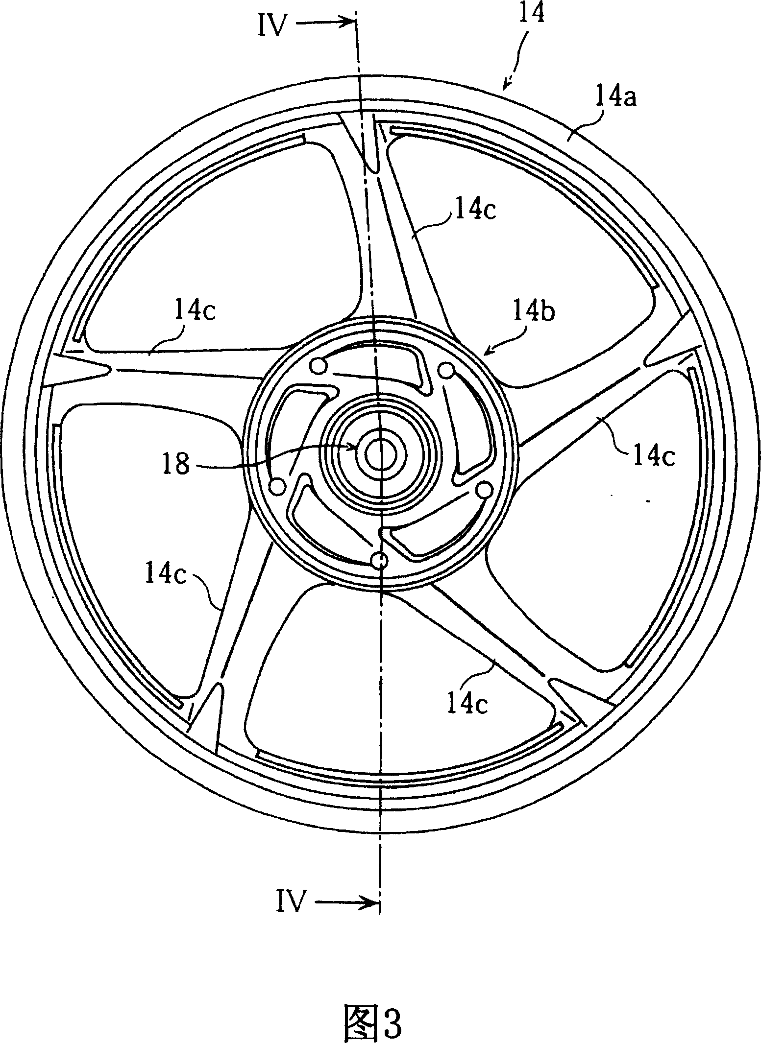 Wheel and automotive two-wheel vehicle with the same