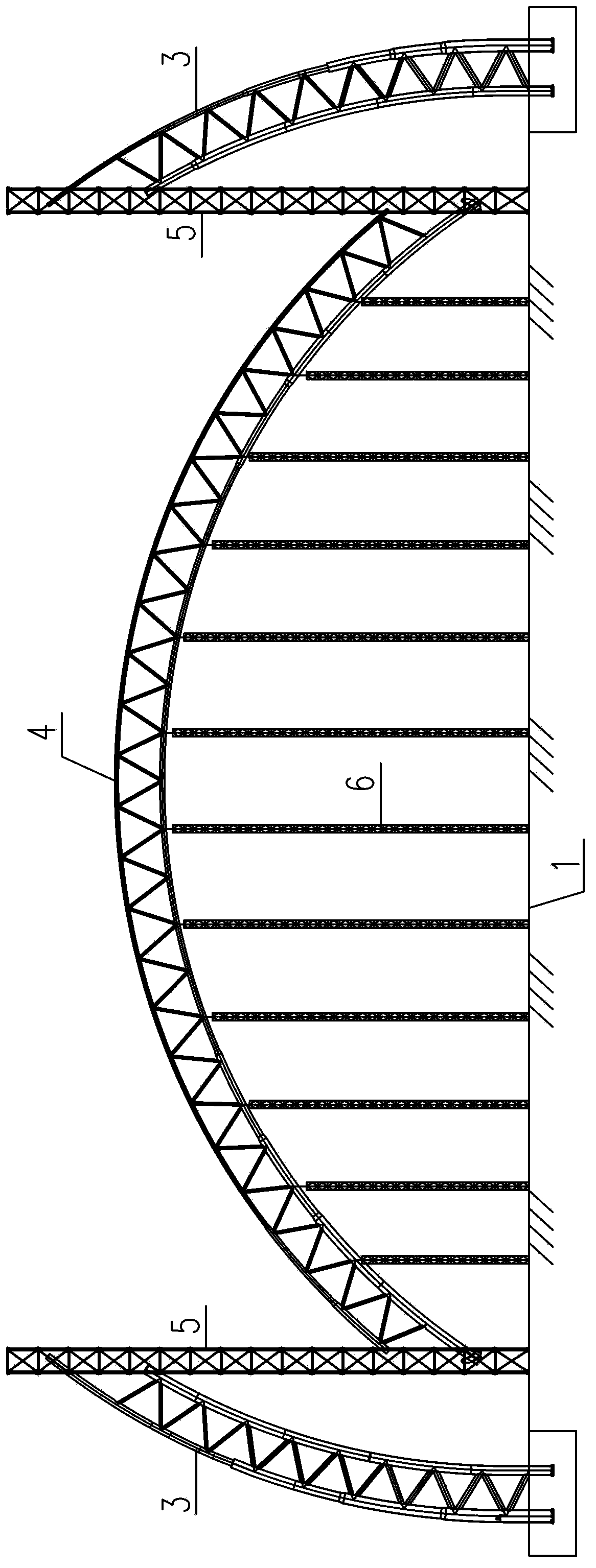 Construction method for lifting arch structure in zero-deformation state