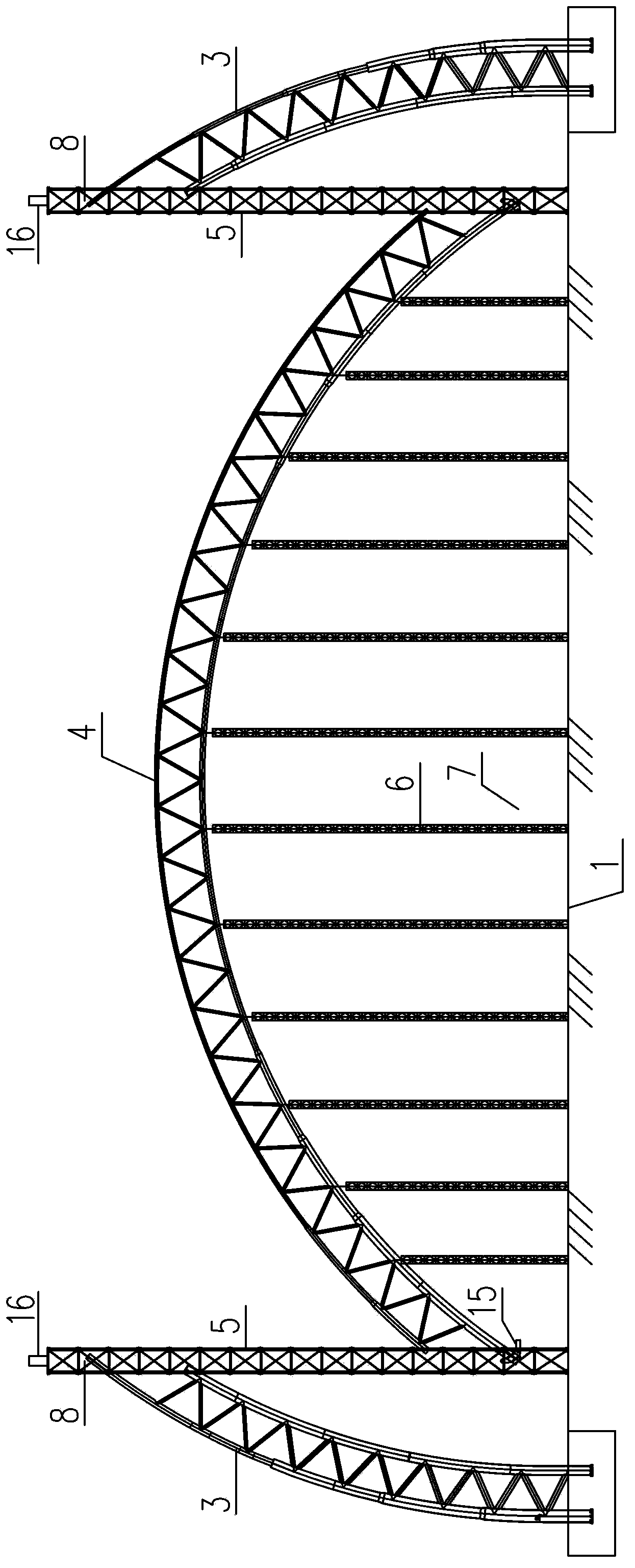 Construction method for lifting arch structure in zero-deformation state