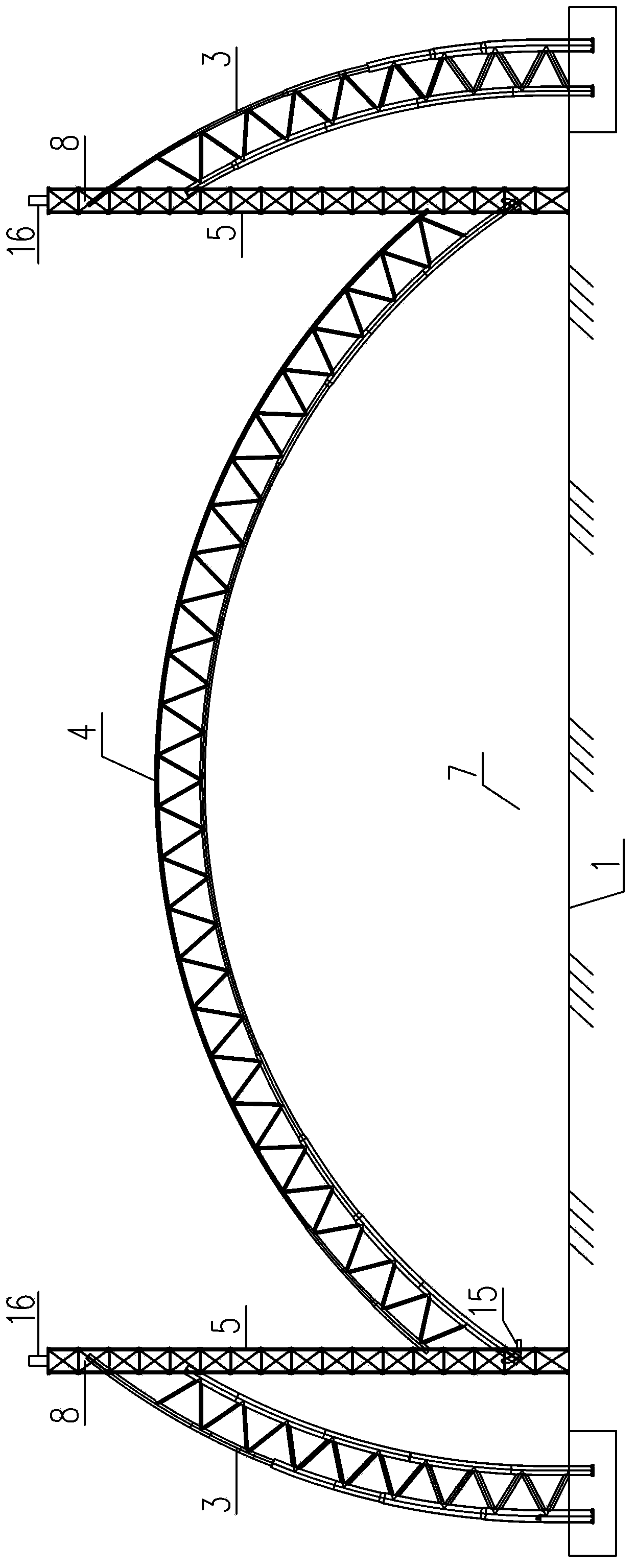 Construction method for lifting arch structure in zero-deformation state