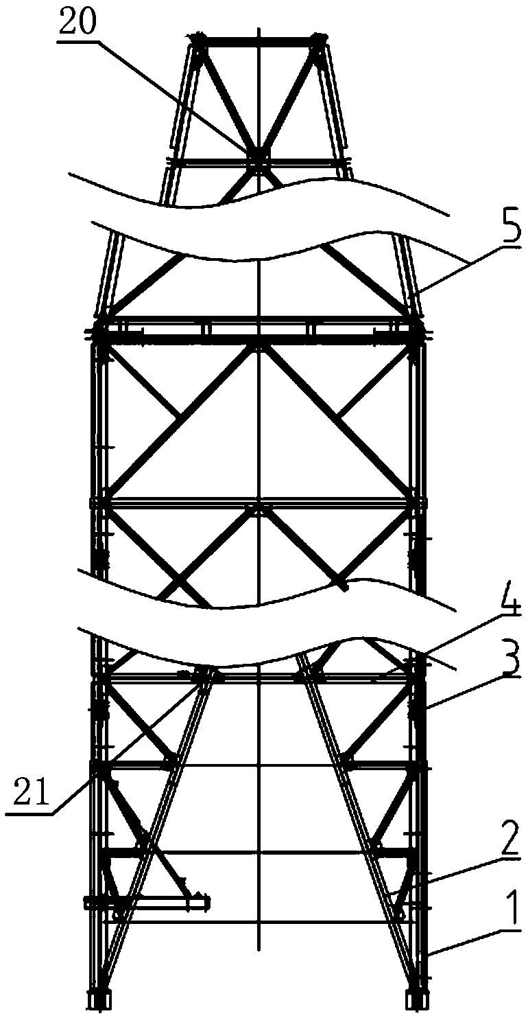 Novel ocean bottleneck type tower-shaped derrick and manufacturing method thereof