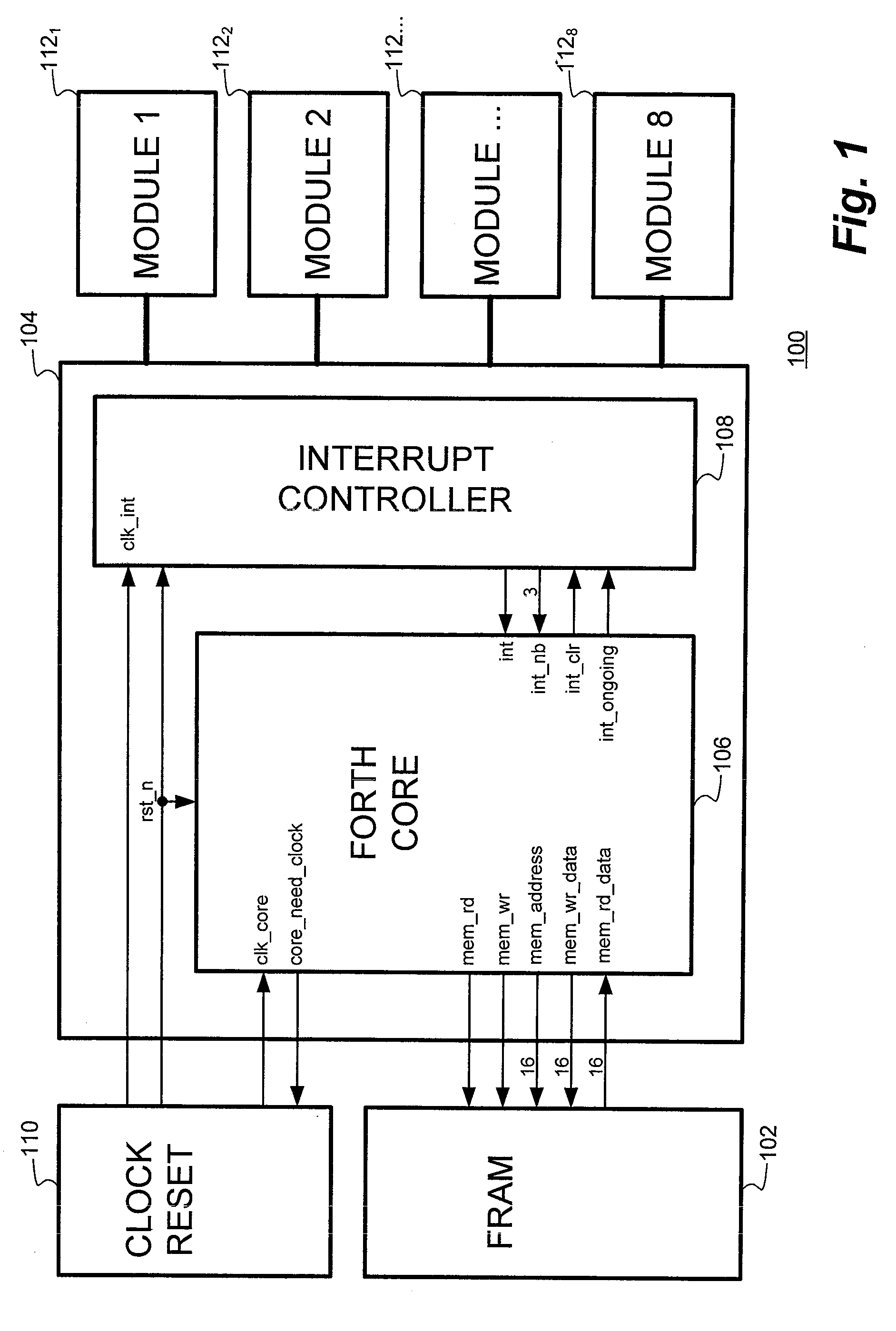 Stack processor using a ferroelectric random access memory (f-ram) for code space and a portion of the stack memory space having an instruction set optimized to minimize processor stack accesses