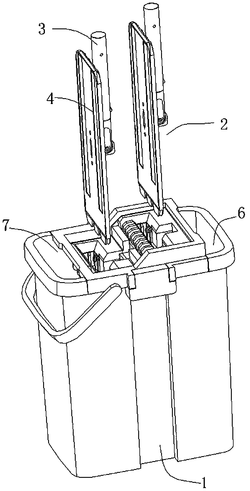 Plate mop water squeezing using method and plate mop cleaning tool thereof