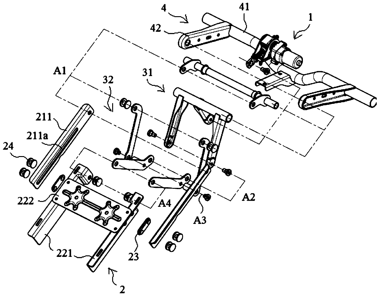 Seat and leg support mechanism