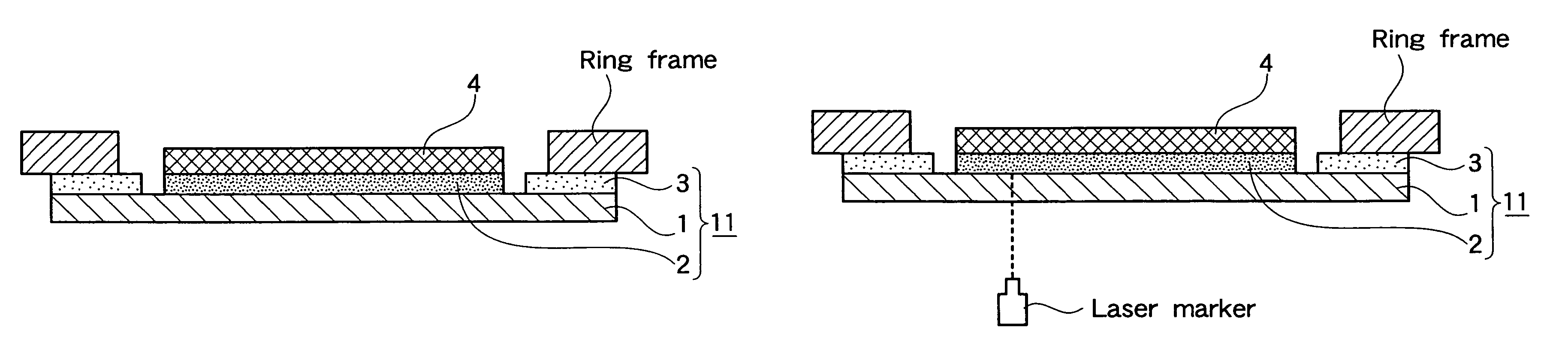 Marking method and sheet for both protective film forming and dicing