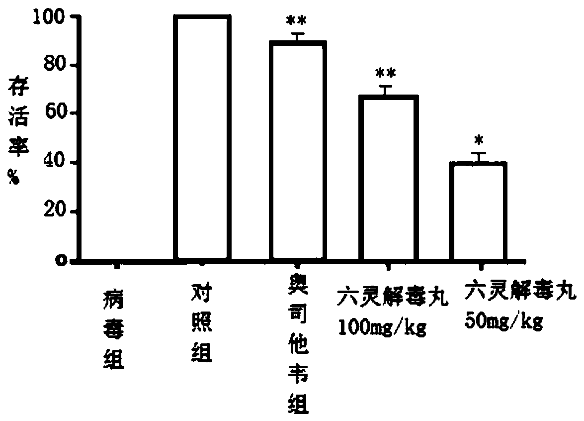 Application of Liuling Jiedu Pill in preparing drugs for preventing and treating cold diseases