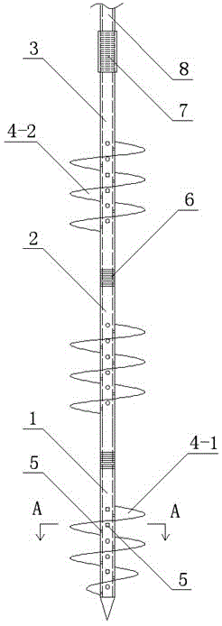 Multi-layer spiral blade self-drilling-type soil anchor rod and constructing method thereof
