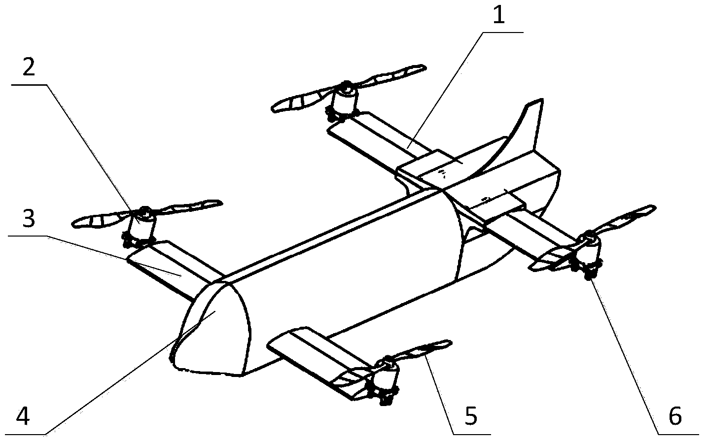Tilted four-rotor aircraft cooperative lifting and transporting device