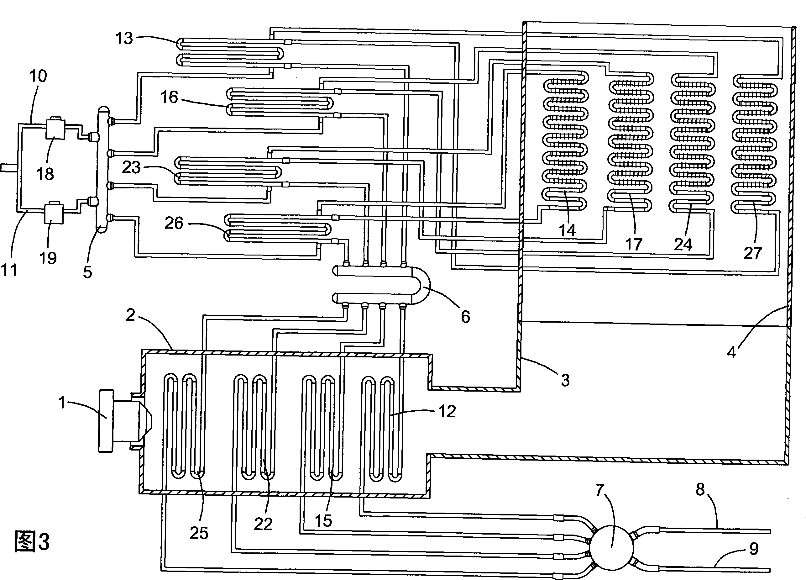 Steam injection boiler with four return loop pipeline