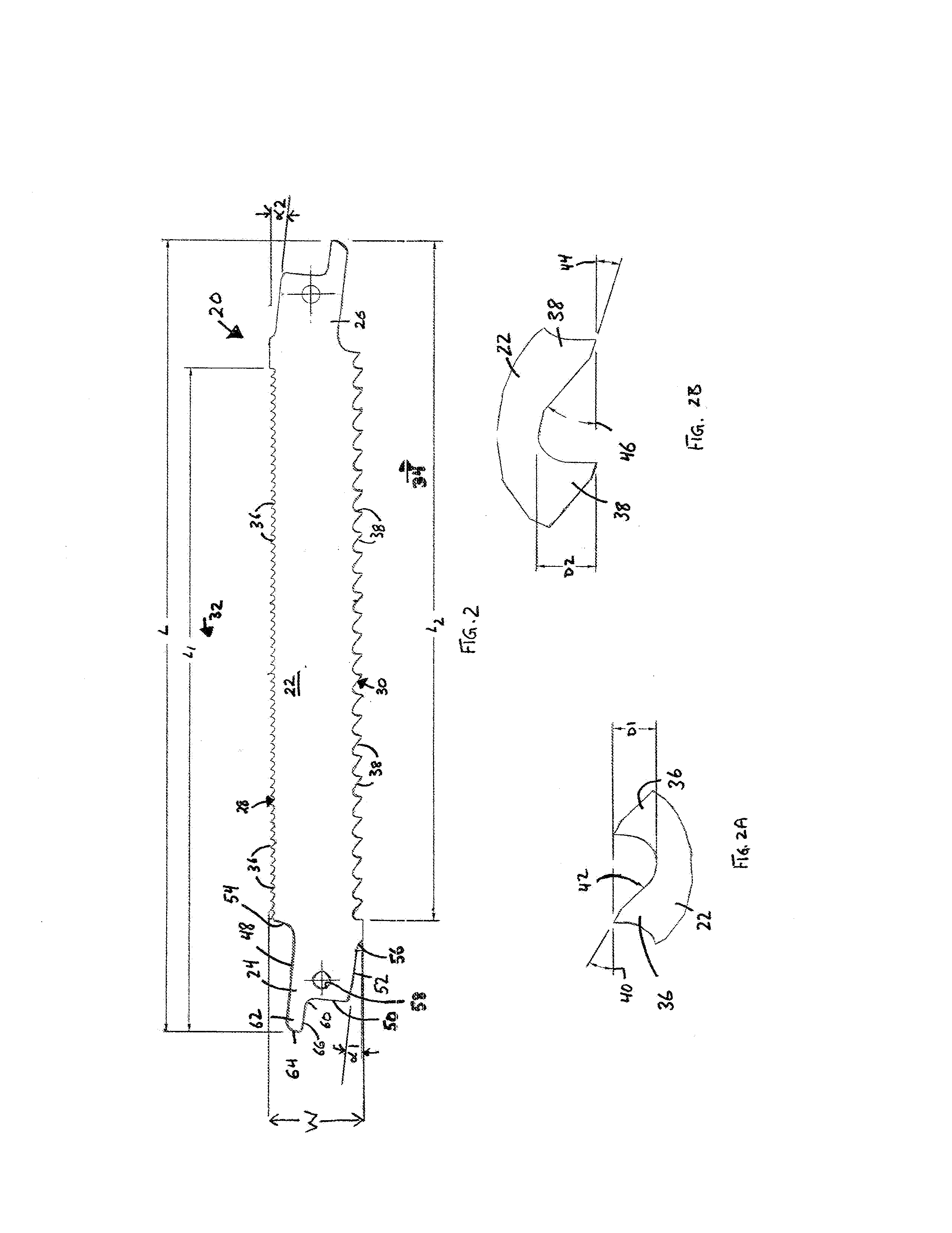 Double-Sided Reciprocating Saw Blade and Related Method