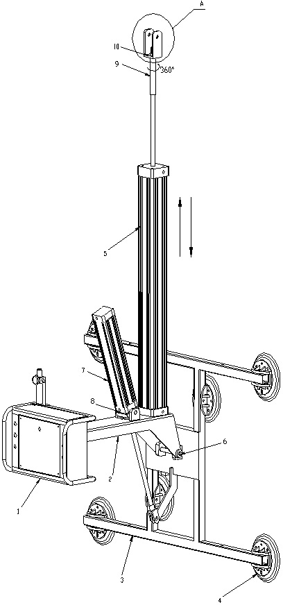 Pneumatic vacuum front and rear overturn sucking disc machine and application equipment thereof