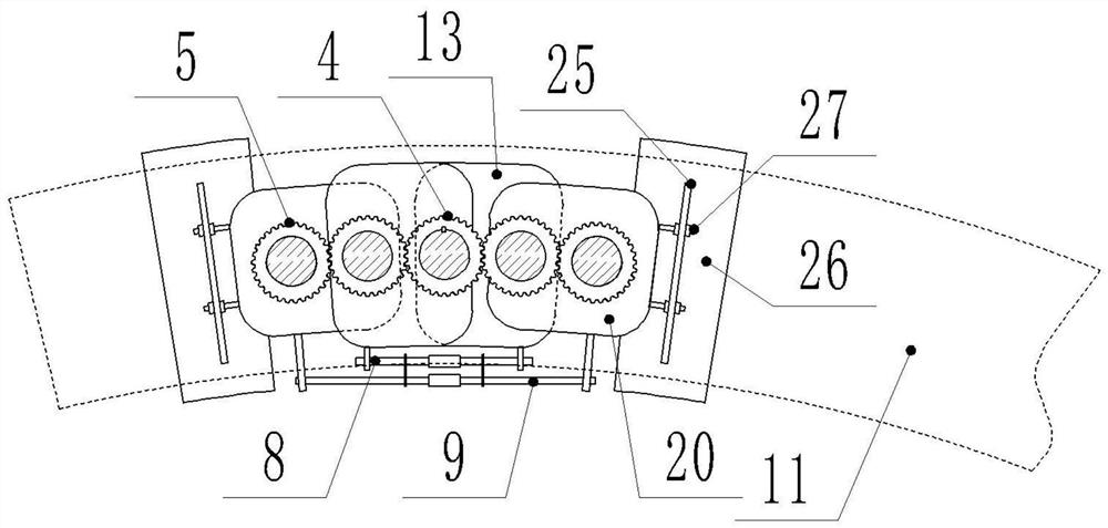 A device for opening arc-shaped hanging grooves on the end faces of stone slabs for architectural decoration