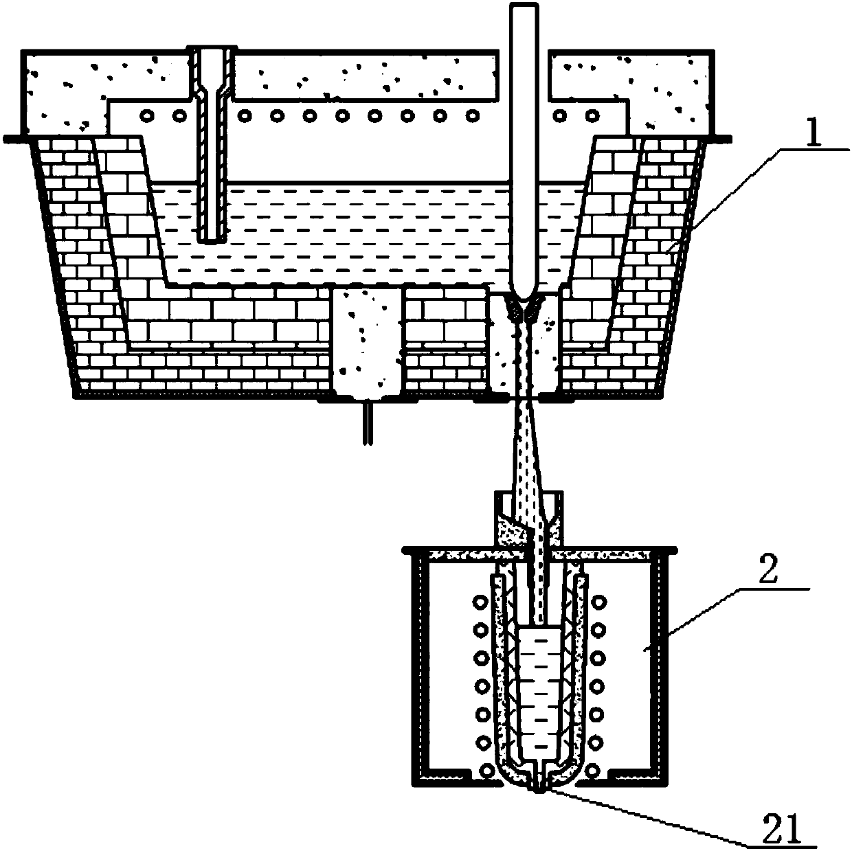 A molten steel supply system for preparing amorphous strip