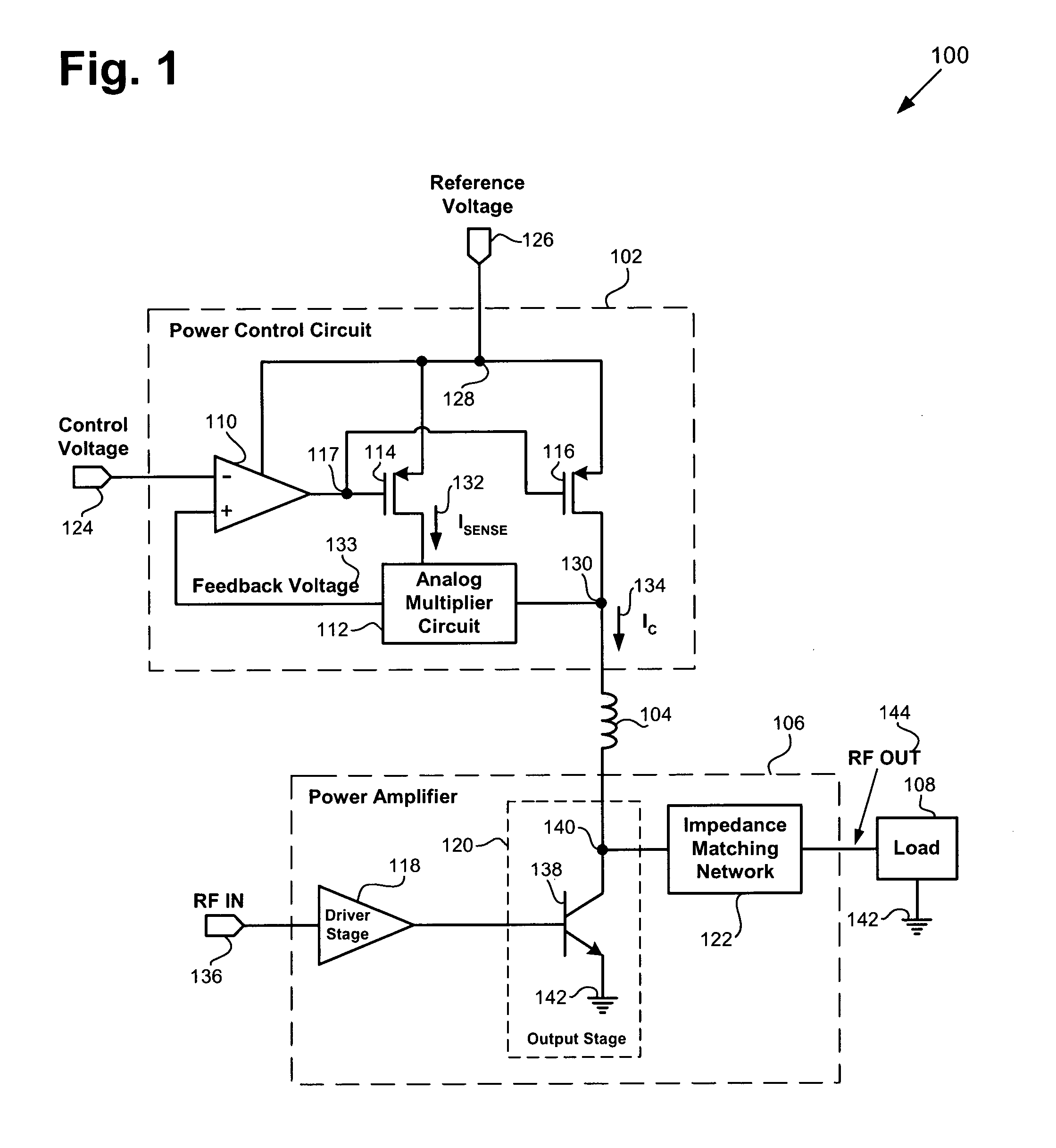 Power control circuit for accurate control of power amplifier output power