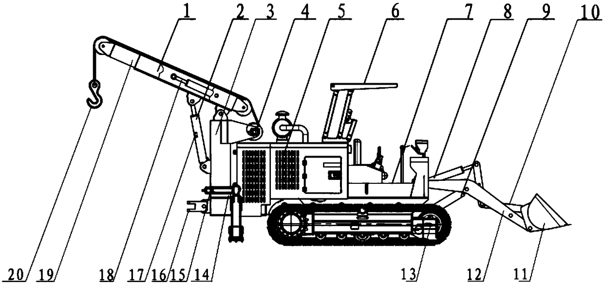 Multipurpose crawler type traction loading truck mounted crane for mine