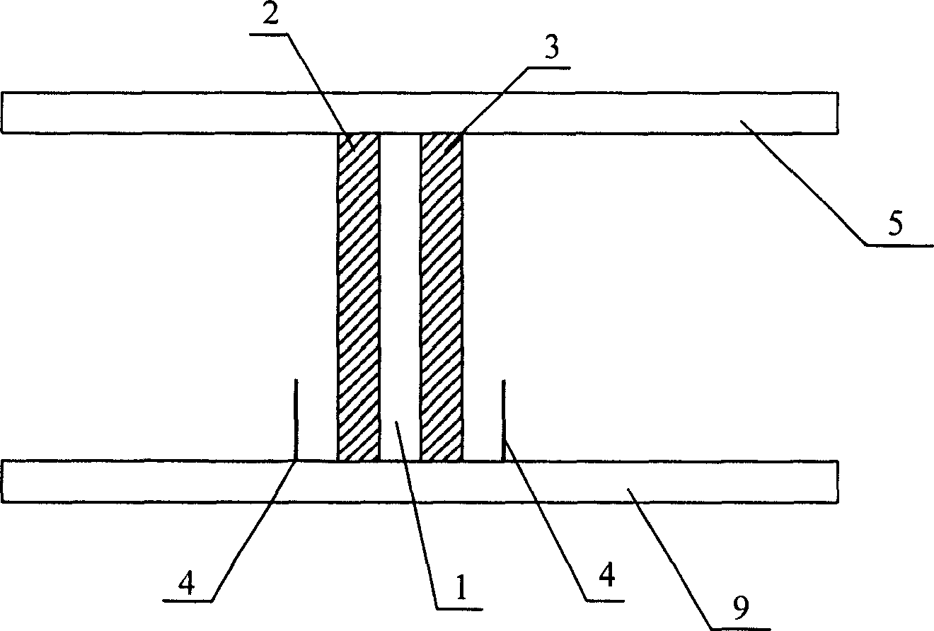 Panel display with anti secondary electron emission supporting wall structure and its making process