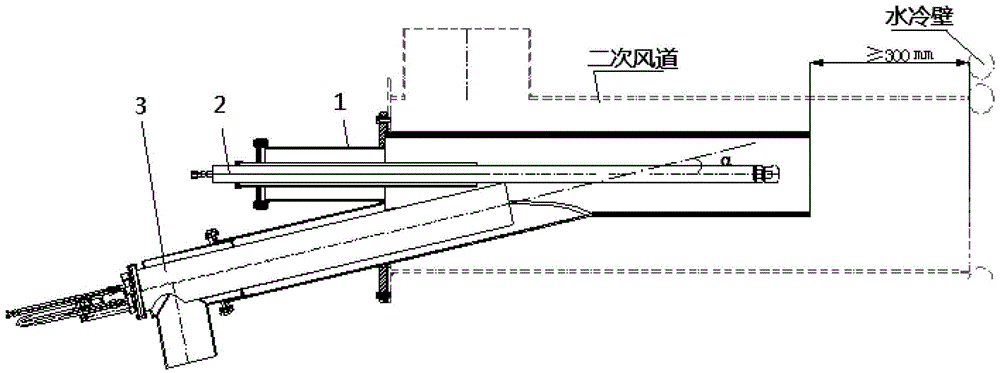 Inclined two-stage micro-oil gasification burner