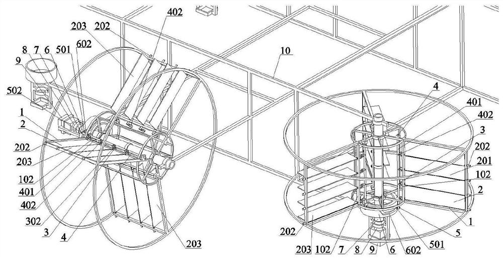 Two-horizontal four-vertical blade rotatable six-wheeled moving-wing UAV