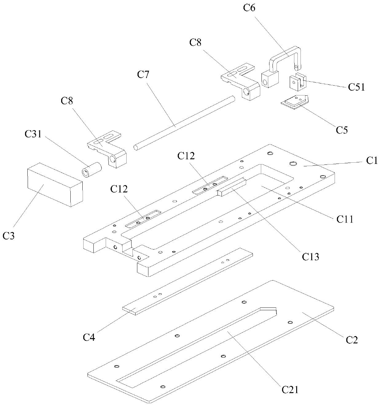 Fabric pressing and sewing device of cuff opening machine