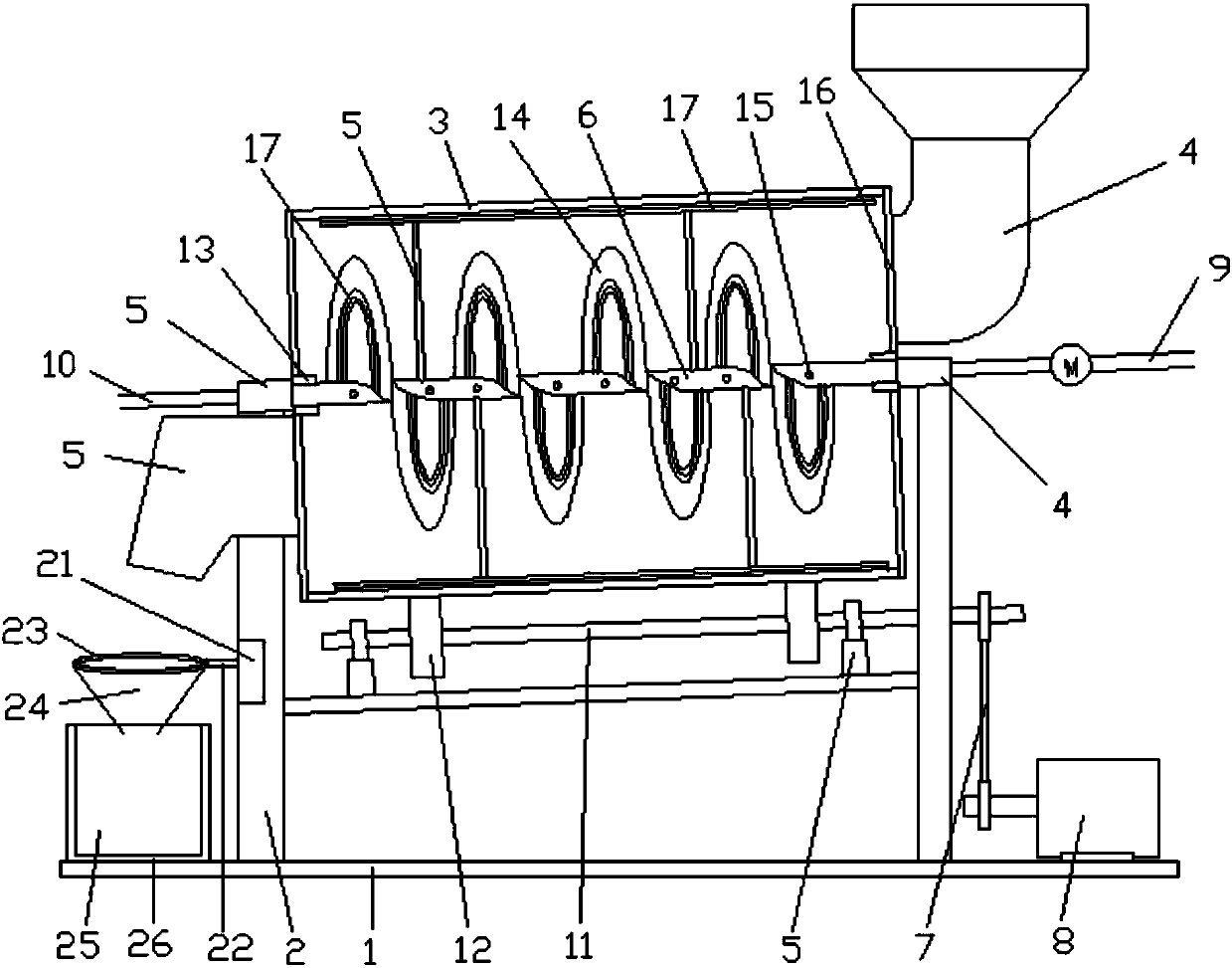 Rotary drum rotary-type drying granulating device