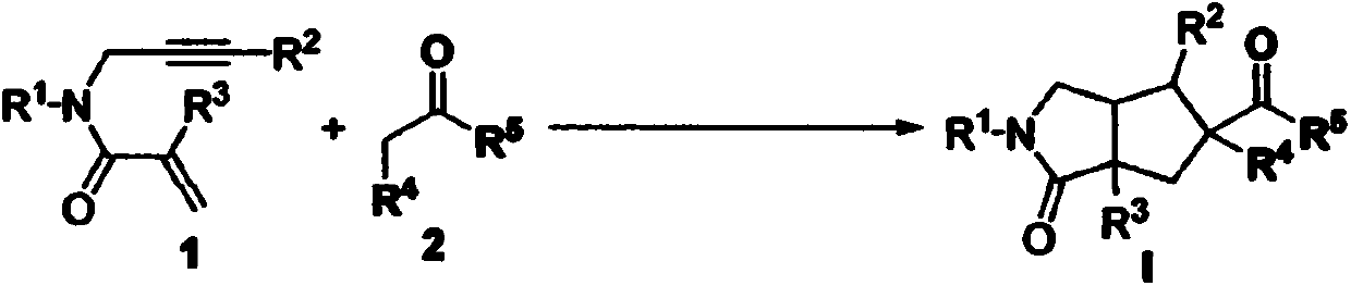 Free radical cyclization reaction method of 1,6-eneyne compound and ketone compound