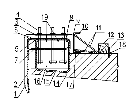 Construction method of large bridge steel guardrail concrete base