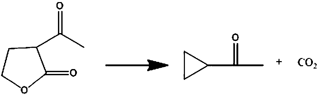 Synthetic method for preparing cyclopropyl methyl ketone by cracking alpha-acetyl-gamma-butyrolactone