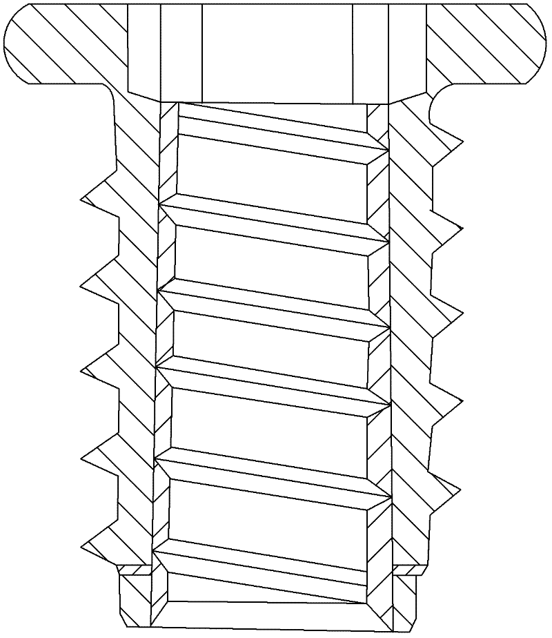 Container with nuts with opposite internal and external threads