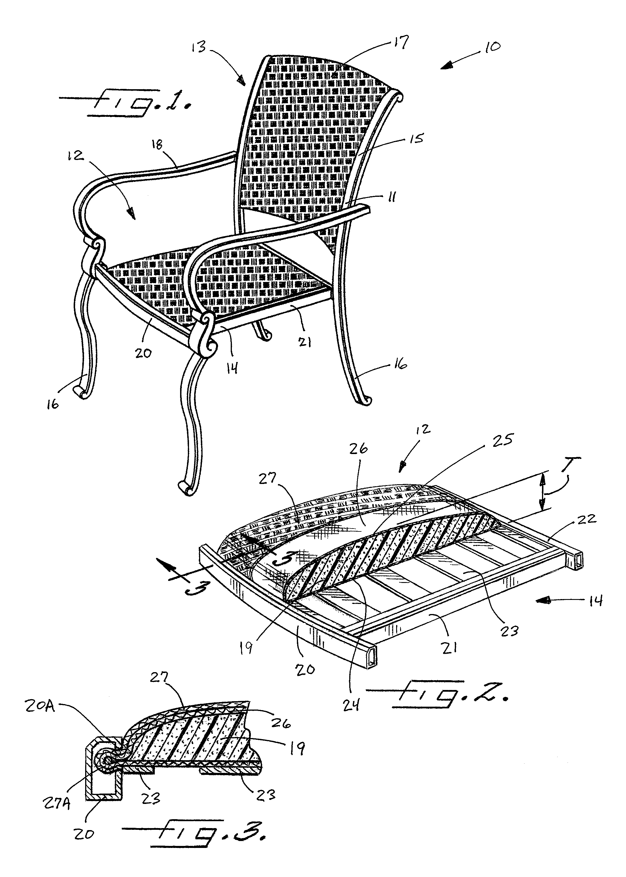 Article of rattan furniture having a seat support cushion