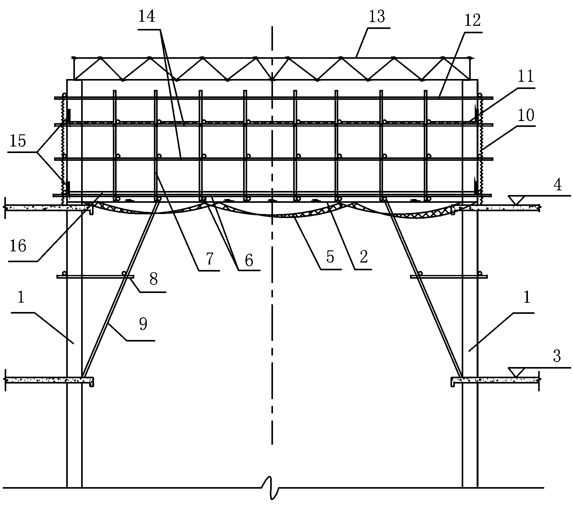 Method for constructing hanging rope and pipe combined all-round scaffold construction platform and protective system