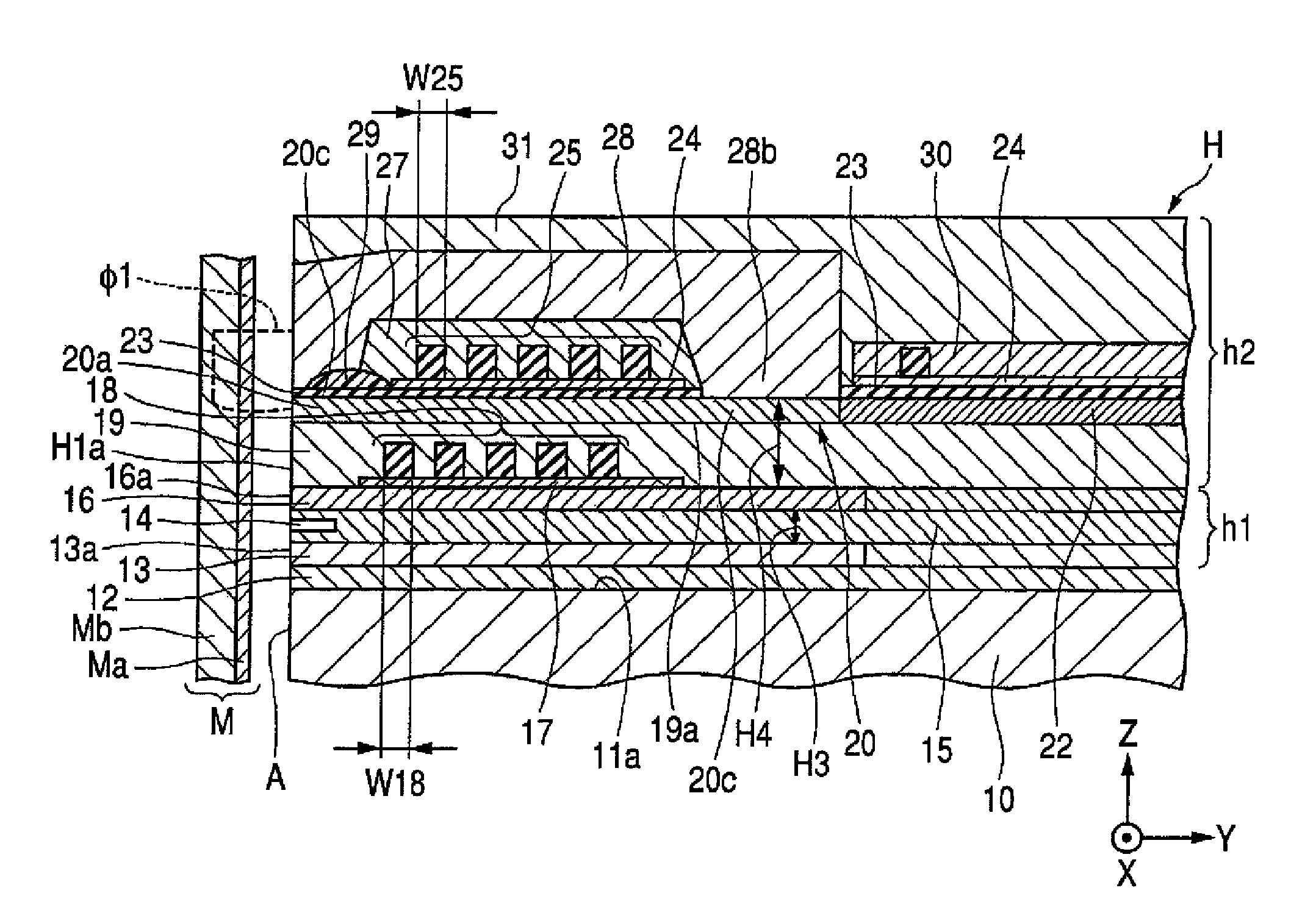 Thin-film magnetic head in which perpendicular magnetic record head overlaps on reproducing head