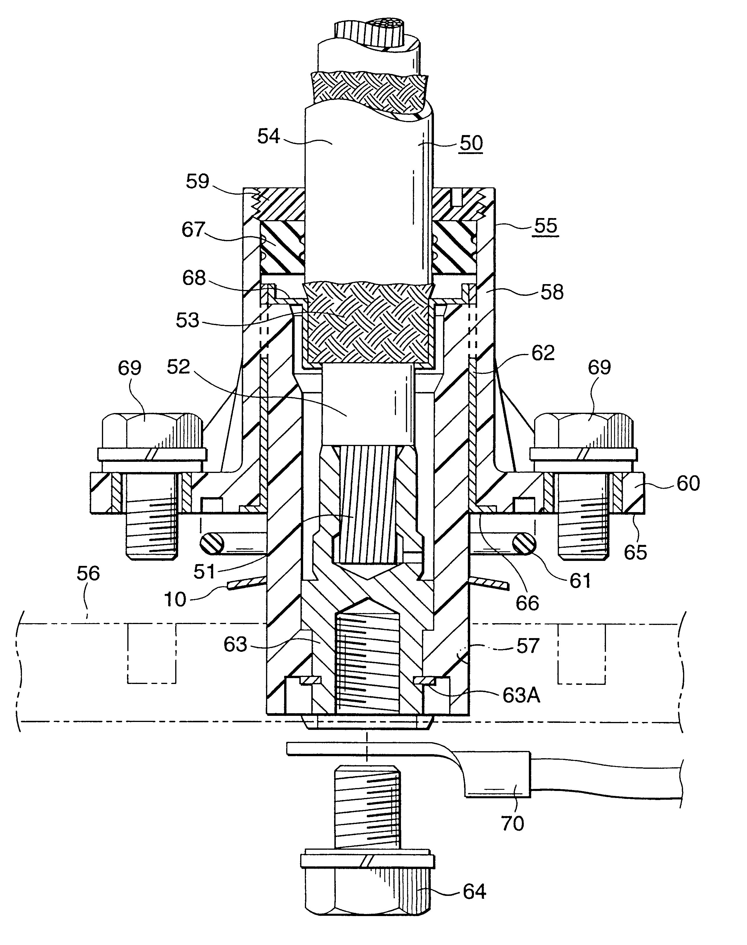 Connecting structure of shielded wire for shield connector