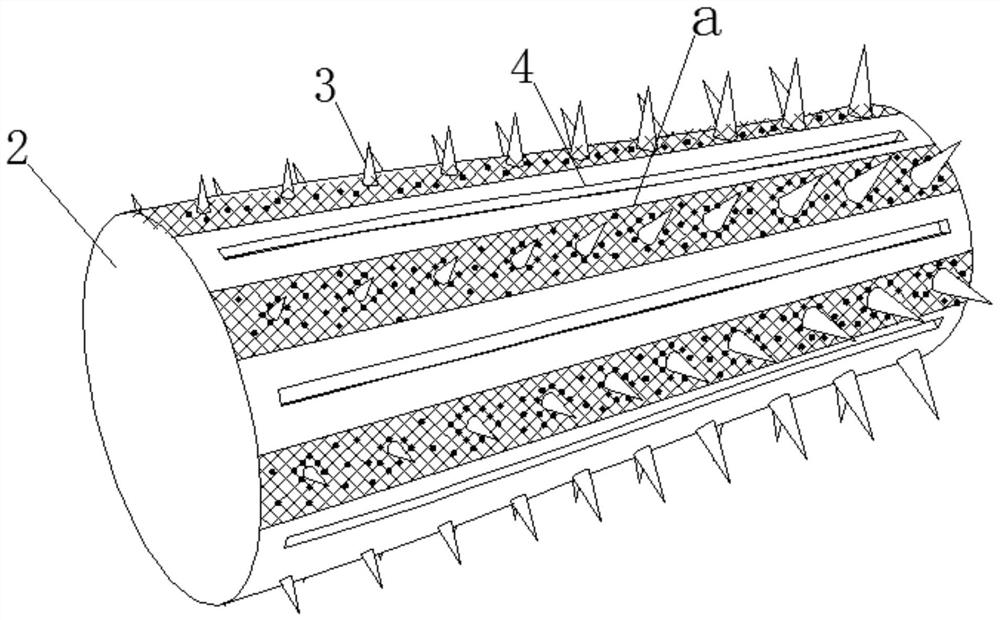 Wall-attached undulating textile effluent fiber intercepting and crushing device