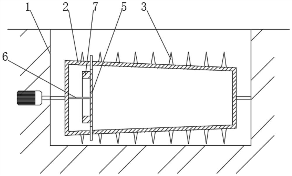Wall-attached undulating textile effluent fiber intercepting and crushing device