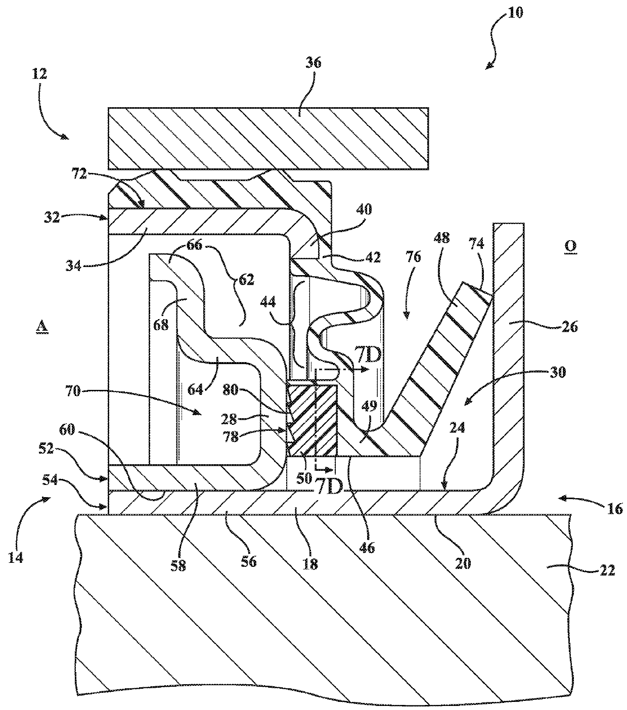 Radial shaft seal assembly with axially adaptive debris exclusion face lip and oil seal face lip