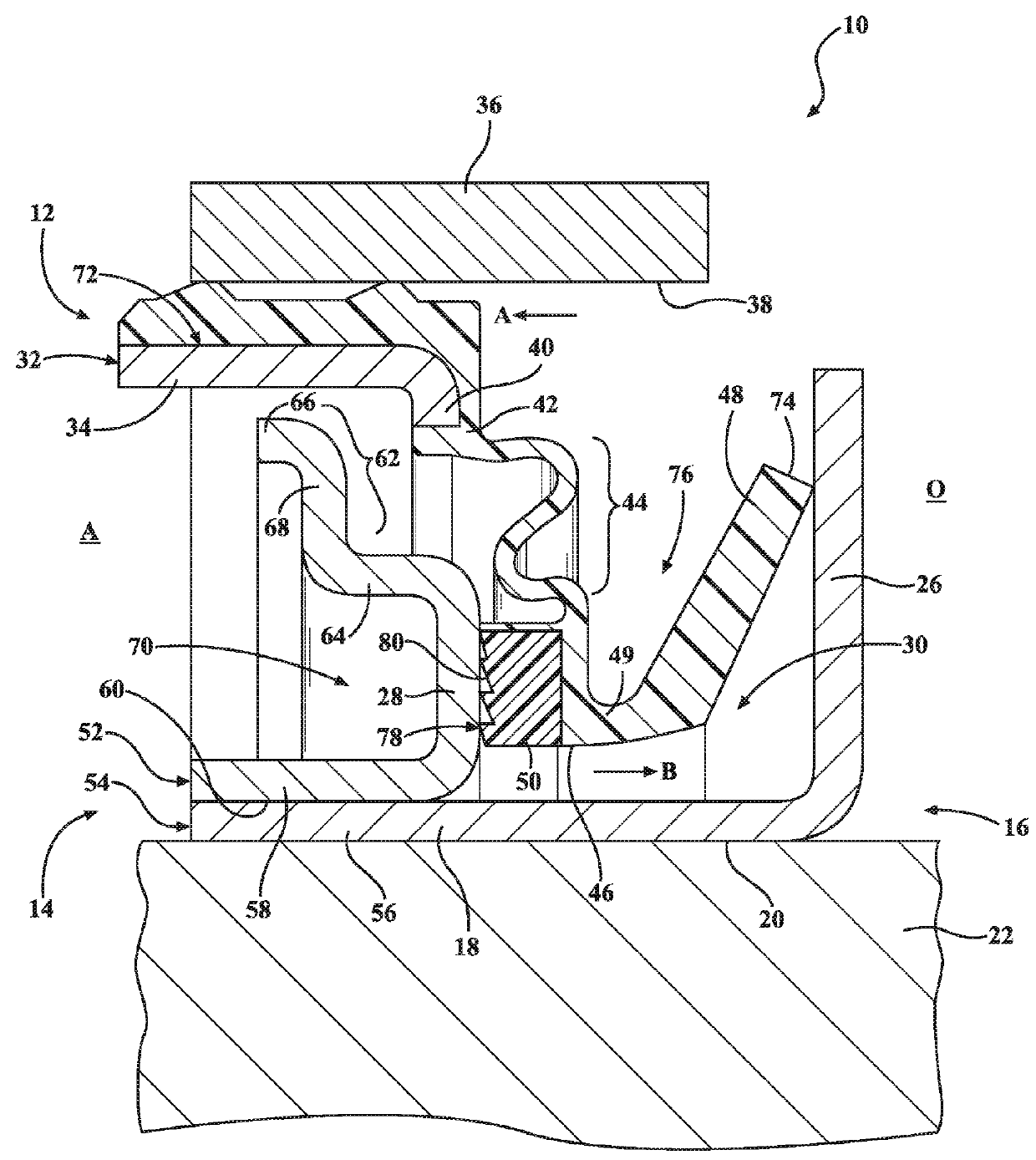 Radial shaft seal assembly with axially adaptive debris exclusion face lip and oil seal face lip