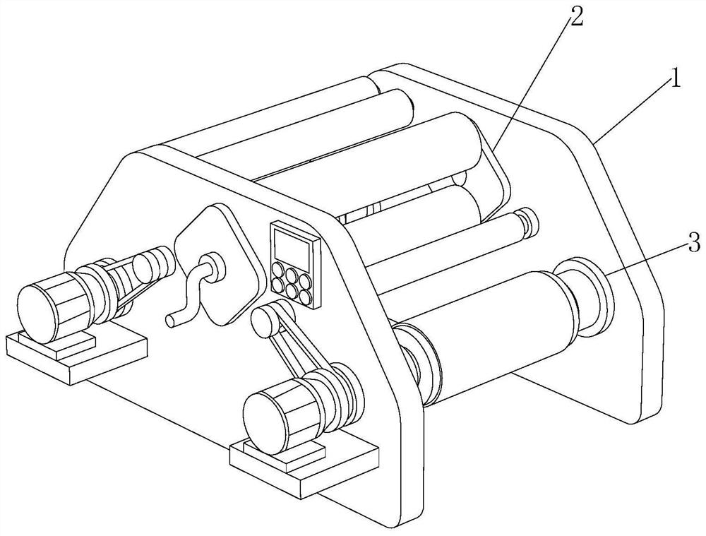 Roll changing and material receiving mechanism of film blowing machine